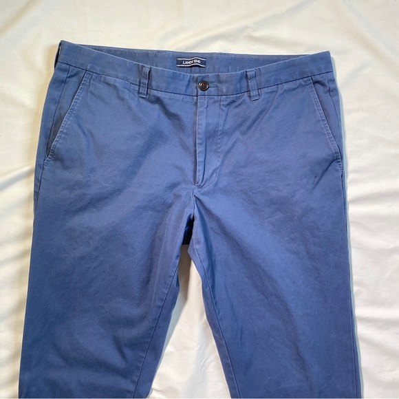 Lands End Slim Fit Navy Blue Trousers Size 38 Waist 33 inch Inseam - Picture 2 of 9